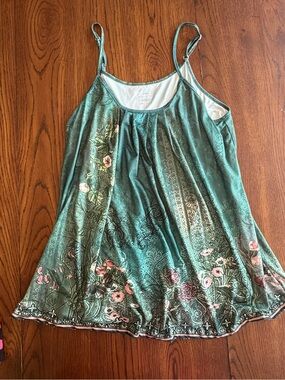 SHEIN Teal Green Floral Spaghetti Strap Camisole